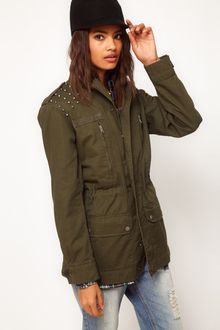 ASOS Collection Asos Army Jacket with Studded Shoulder - Lyst