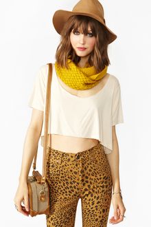 Nasty Gal Flared Crop Tee Ivory - Lyst