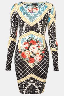 Topshop Baroque Print Bodycon Dress - Lyst