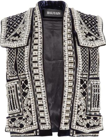 Balmain Embellished Velvet Vest - Lyst
