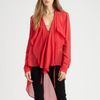 Bcbgmaxazria Silk Rufflefront Blouse in Red - Lyst