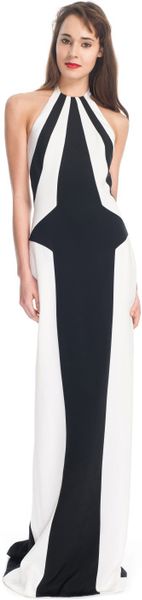 L'wren Scott Ss Crepe Marocain Gown in White (black/white) - Lyst