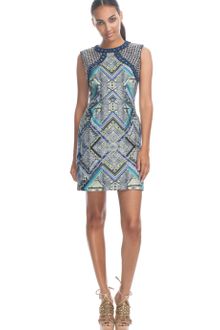 Matthew Williamson Ss Raj Leather Embroidered Structured Shift - Lyst