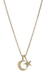 Me&ro Diamond Star Crescent Charm Necklace