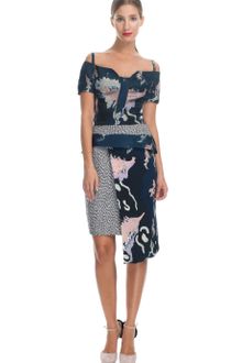 Michael Van Der Ham Ss Navy Print Strappy Dress - Lyst