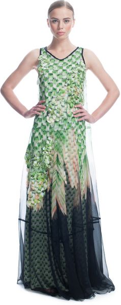 Missoni Ss Checkered Silk Long Tank Dress with Holographic Paillette Overlay in Green (green/black multi) - Lyst