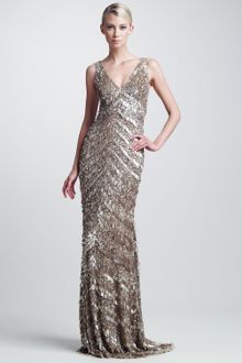 Theia Sequined Deco Gown - Lyst