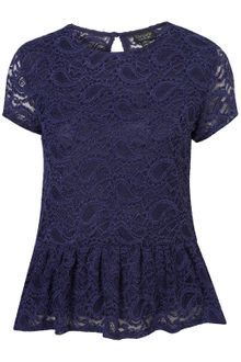 Topshop Paisley Lace Peplum Tee - Lyst