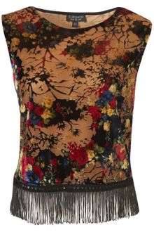 Topshop Floral Devore Shell Top - Lyst