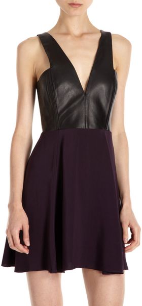 Mason by Michelle Mason Leather Bodice Dress - Lyst