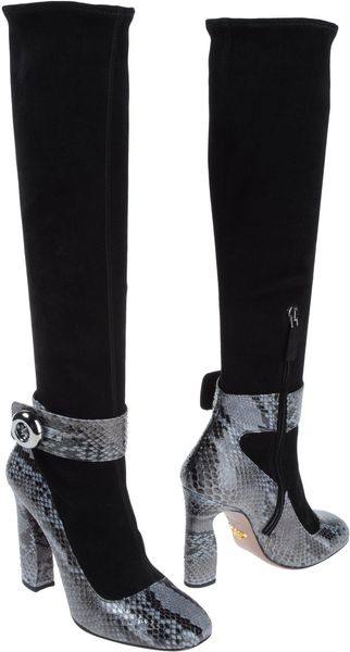 Prada High Heeled Boots in Black - Lyst