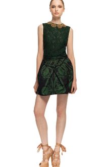 Vera Wang Ss Ethnic Damask Faille Tulip Skirt in Cypress Green - Lyst