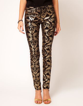 Asos Skinny Jeans in Metallic Baroque Print - Lyst