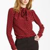 Burberry Prorsum Tie Neck Silk Blouse in Red (cherry) - Lyst