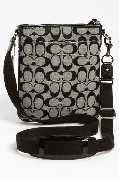 Coach Signature Swingpack Crossbody Bag in Gray (silver/ black white/ black) | Lyst