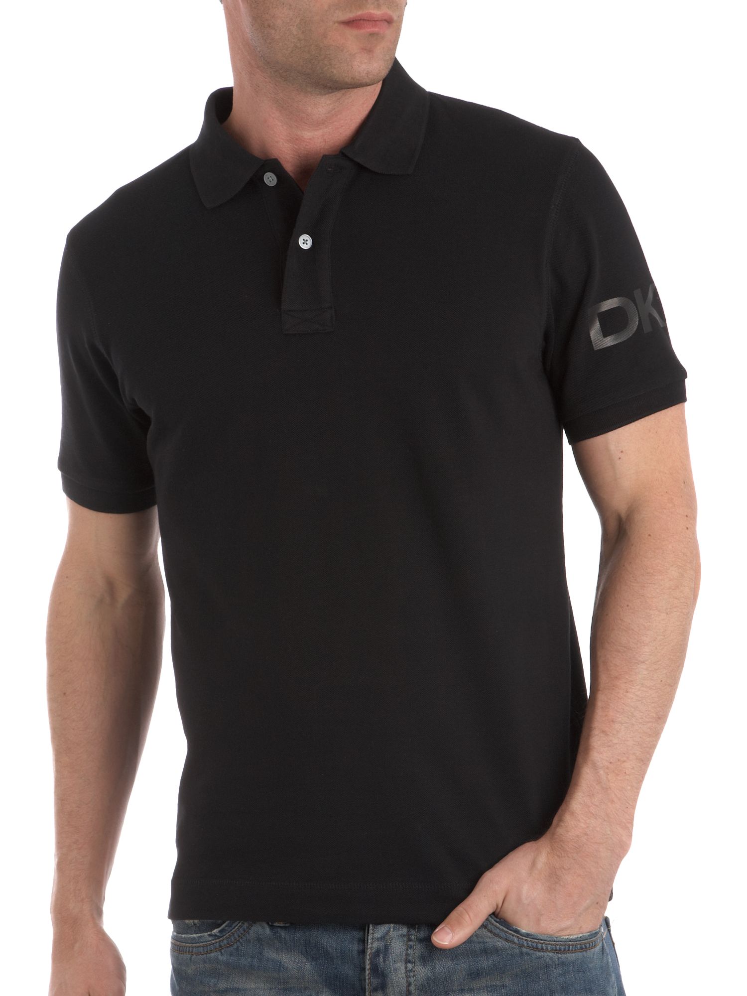 Dkny Knitted Logo Polo Shirt in Black for Men Lyst
