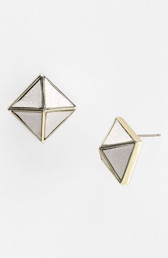 Belle Noel Leather Pyramid Stud Earrings - Lyst