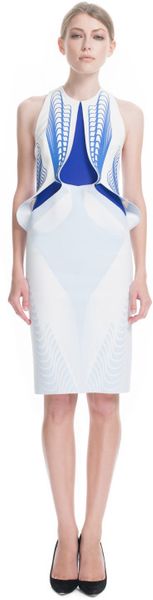 Dion Lee Ss Ozone Thermal Loop Dress in White (silver blue/oil slick) - Lyst