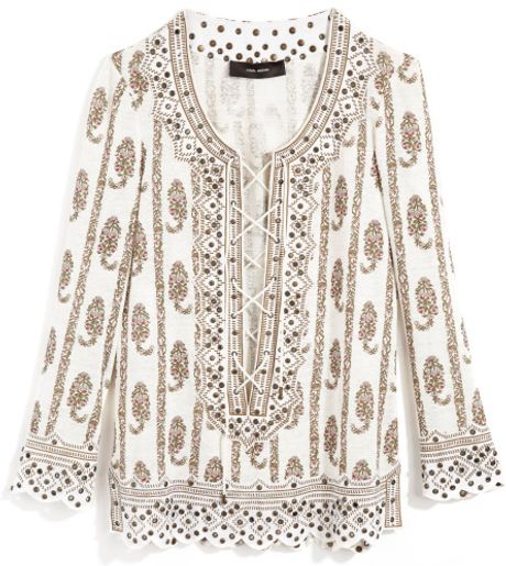 Isabel Marant Ss Edith Top in Beige (bordeaux) - Lyst
