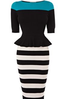 Karen Millen Peplum Knit Dress - Lyst