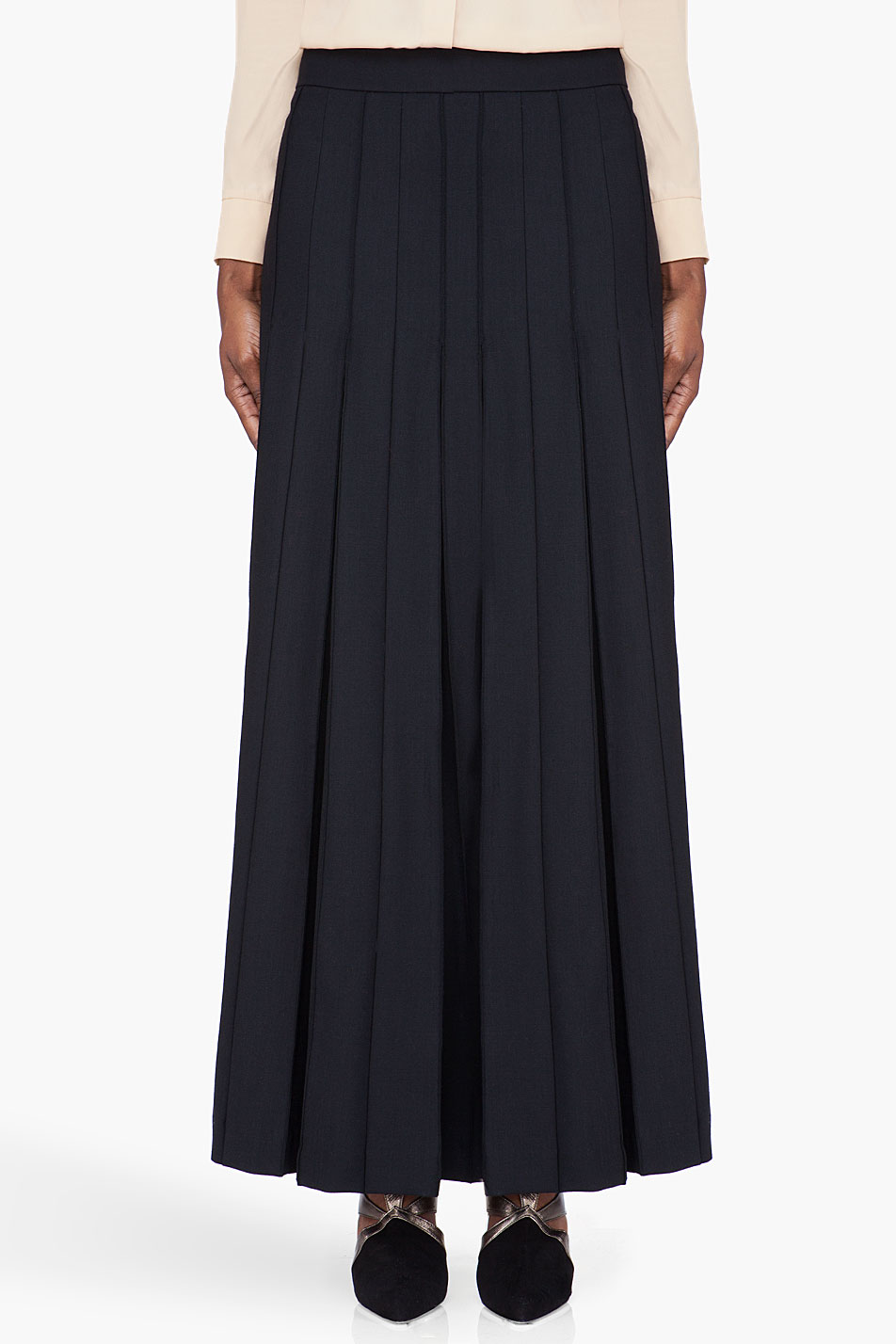 Marni Long Black Wool Pleated Skirt In Black Lyst