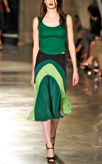 Jonathan Saunders Green and Black Stephanie Skirt - Lyst