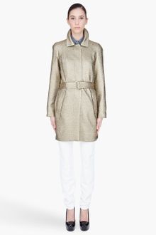 Diane Von Furstenberg Gold Metallic Belted Yvette Coat - Lyst