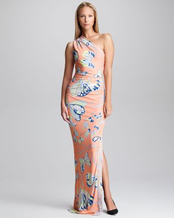 Emilio Pucci Butterfly Print One Shoulder Gown - Lyst