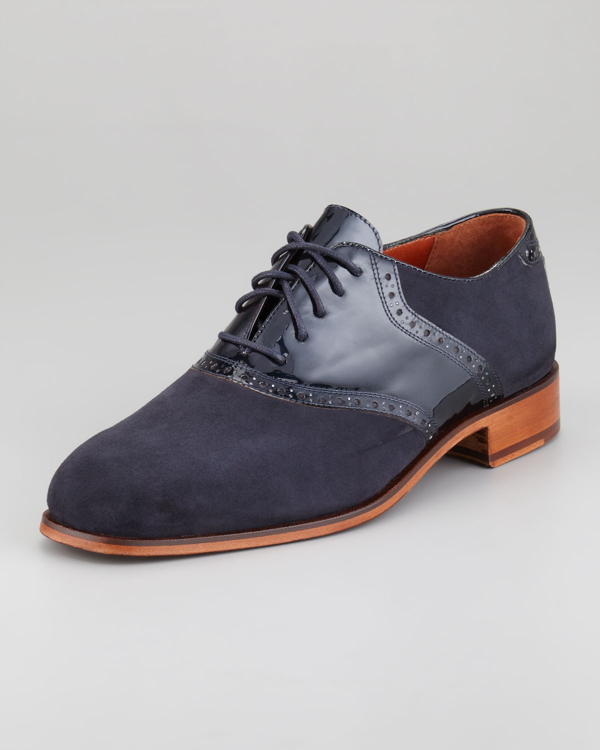 Florsheim By Duckie Brown Suede Patent Saddle Oxford In Blue For Men Navy Lyst 4623