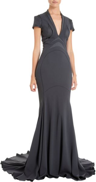 Zac Posen Cap Sleeve Gown - Lyst