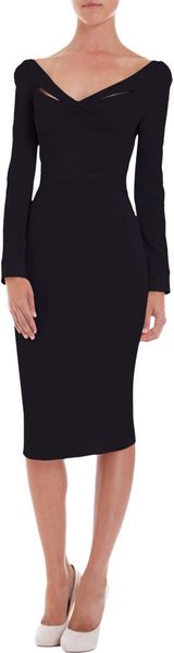 Zac Posen Long Sleeve Wide V-Neck Dress - Lyst