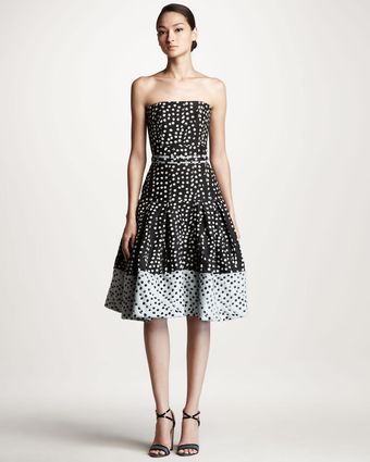 Carolina Herrera Polka Dot Jacquard Dress - Lyst