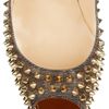 Christian Louboutin Lady Peep 150 Spikeembellished Metallic Leather Pumps in Gold - Lyst