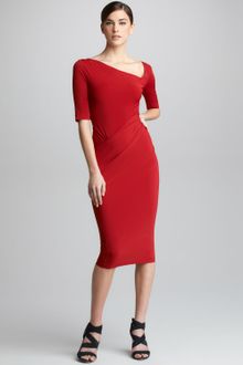 Donna Karan New York Half-Sleeve Draped Jersey Dress - Lyst