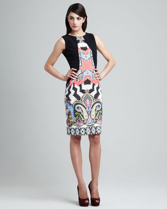Etro Trompe Loeil Basketweavepanel Dress - Lyst