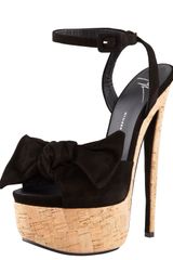 Giuseppe Zanotti Bow Suede Cork Pumps
