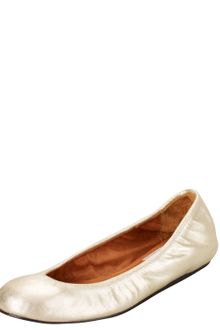 Lanvin Metallic Leather Ballerina Flat Gold - Lyst