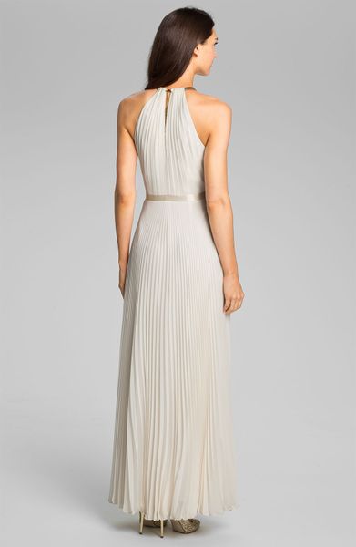 laundry by shelli segal foil pleated gown