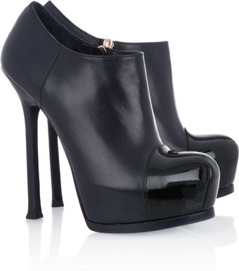 Yves Saint Laurent Tribtoo Patent and Leather Ankle Boots - Lyst