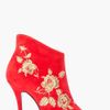 Balmain Red Anita Embroidered Suede Bootie in Red - Lyst