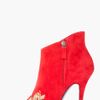 Balmain Red Anita Embroidered Suede Bootie in Red - Lyst