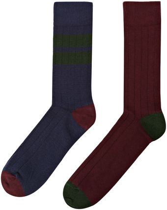 Howick 2pk Rib Stripe Sock - Lyst