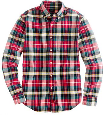 J.Crew Oxford Plaid Shirt in Holiday Red - Lyst