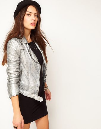 Muubaa Biker with Quilted Detailing in Silver - Lyst