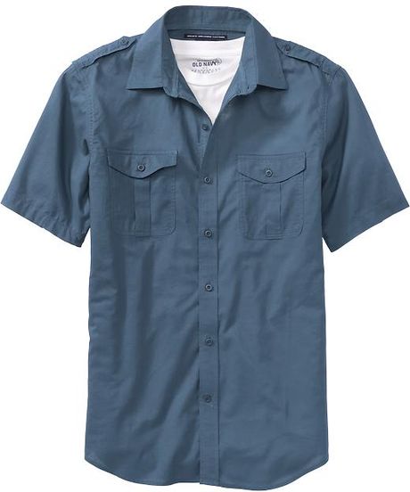 Old Navy Regularfit Pilot Shirts in Blue for Men (bay bridge)