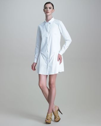 Thakoon Longsleeve Dropwaist Poplin Shirtdress - Lyst