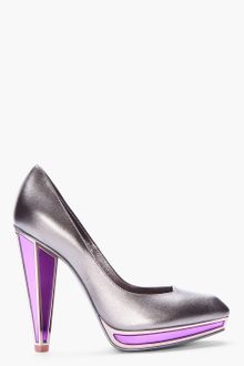 Yves Saint Laurent Silver Mirrored Vanda Pump - Lyst