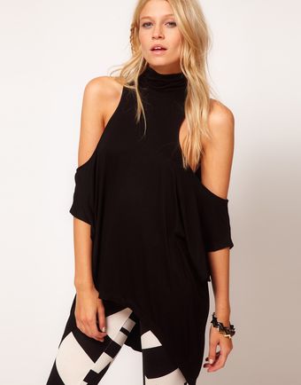 ASOS Collection Asos High Neck Cold Shoulder Top - Lyst