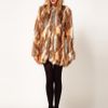 Asos Collection Longline Natural Patchwork Fur Coat in Brown (cream) - Lyst