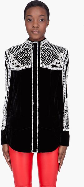 Balmain Black Pearl Embellished Blouse - Lyst